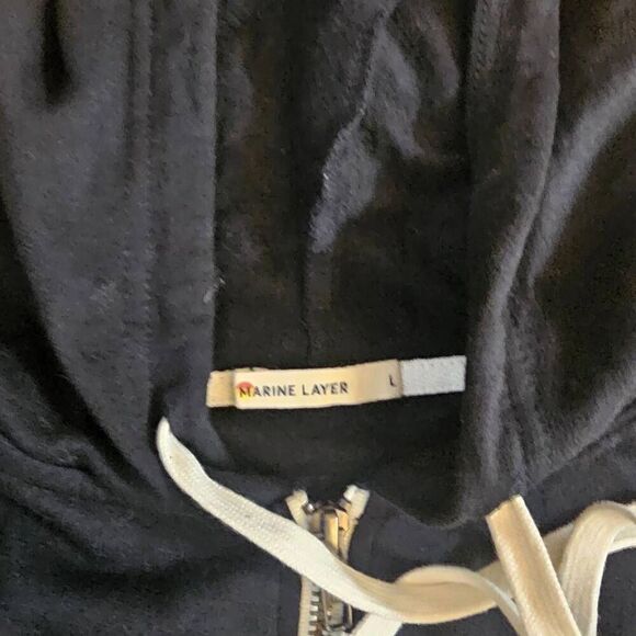 Marine Layer Full Zip Black Hoodie Jacket Size Large - Picture 7 of 8